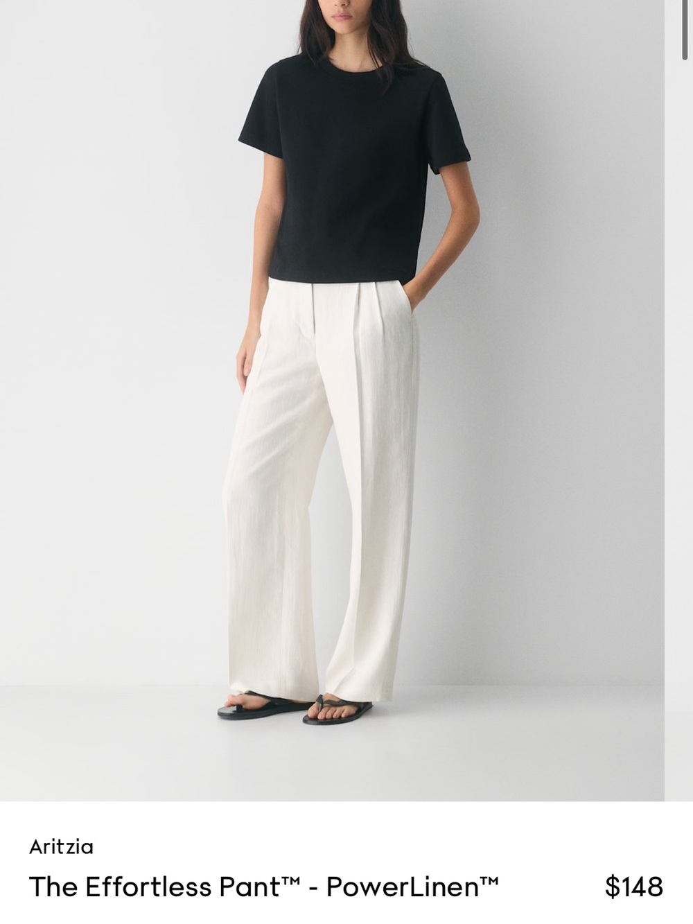 Aritzia Effortless Pant in light birch — PowerLinen™ straight leg - Picture 4 of 8